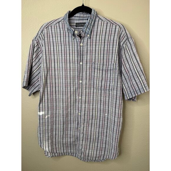 Vintage Preswick & Moore Men's Purple Shirt size Large short sleeve collared - Picture 2 of 7